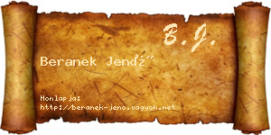 Beranek Jenő névjegykártya